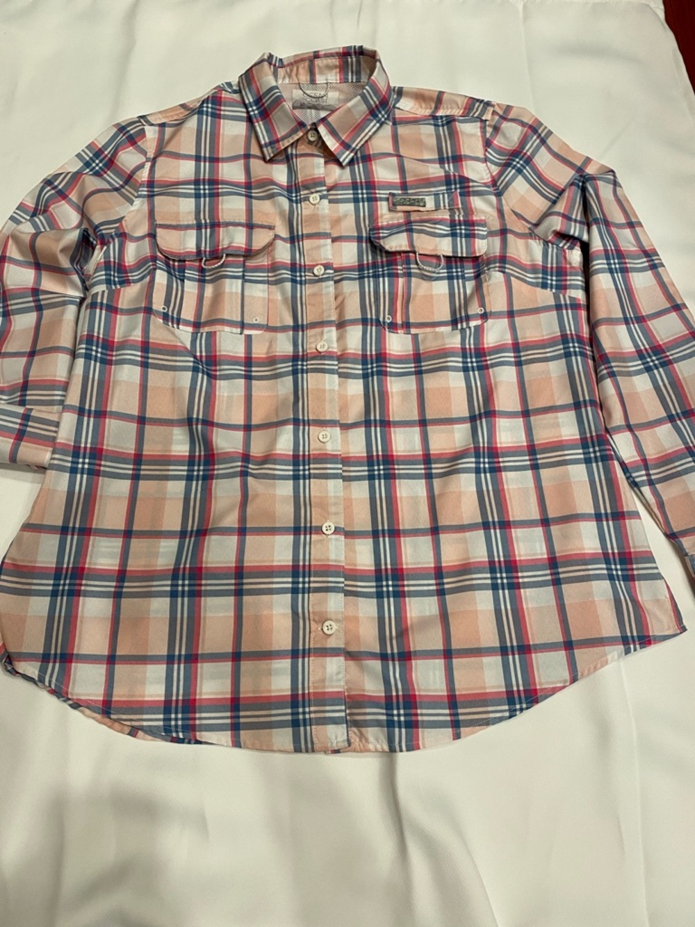 Plaid Button-Up Shirt in Pink and Blue - Women Large - Excellent condition